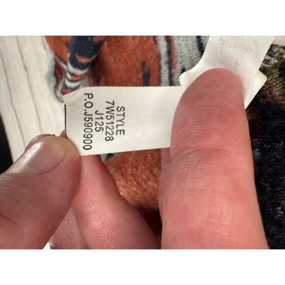 Lucky Brand Aztec Drape Cardigan Sweater Womens Small Gray Maroon Rust - Picture 10 of 14